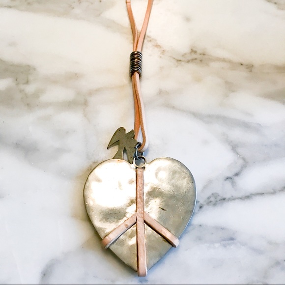 Hammered Heart Statement Necklace - Picture 5 of 9